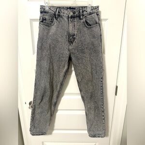 Zara High Rise Jeans Grey Black Acid Wash Denim Size 6 Womens